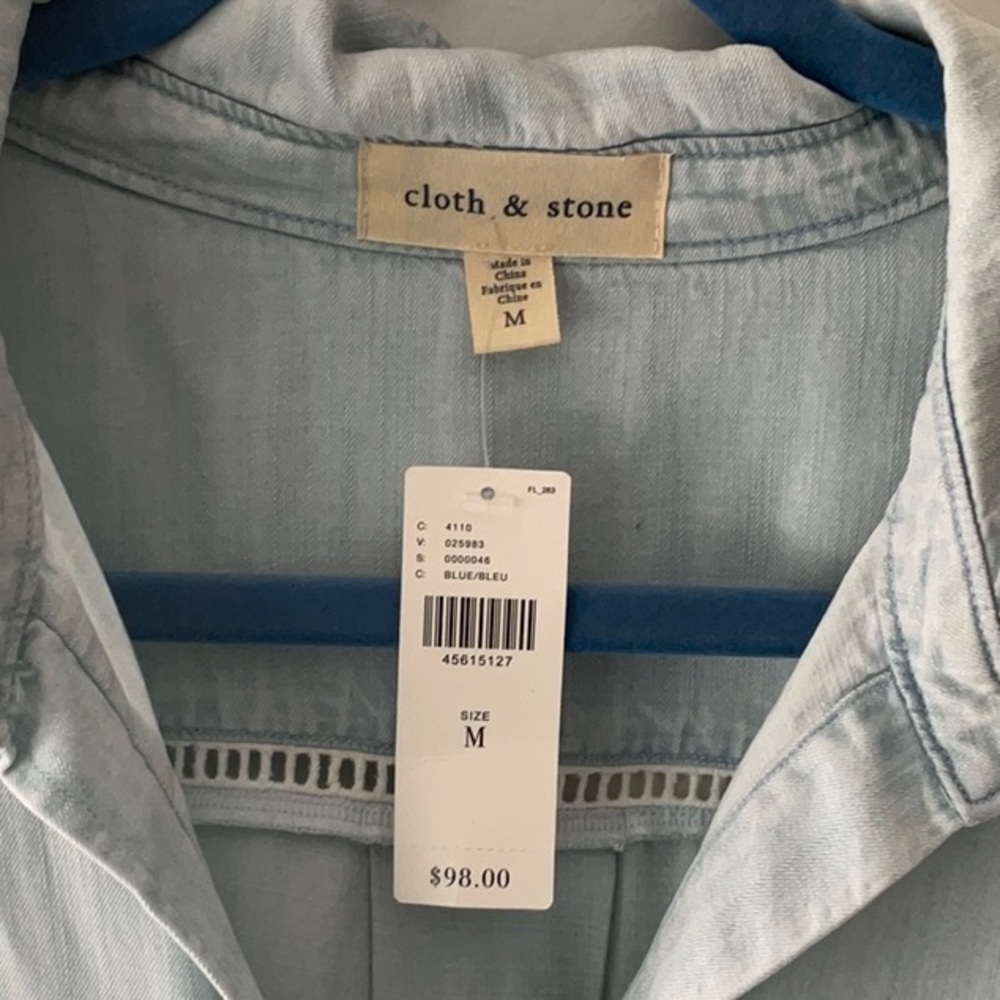 Cloth & Stone Blue Casual Button Down Shirt - Picture 3 of 4